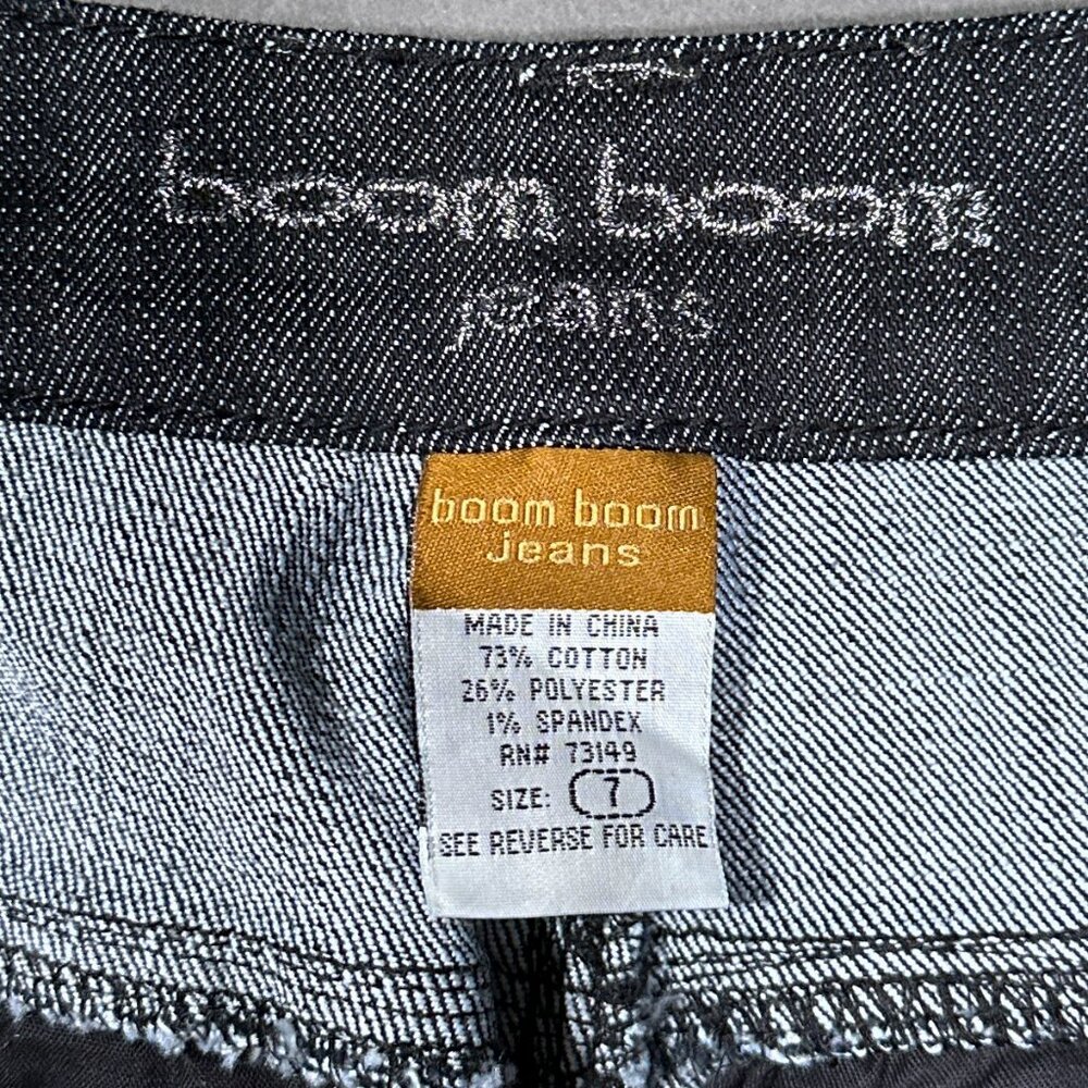 Boom Boom Jeans Dark Wash Denim With Silver Threads Juniors Size 7 - Picture 9 of 15